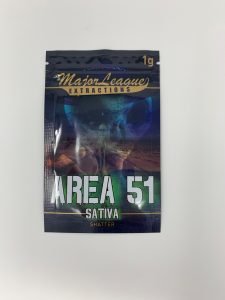 Major League Extractions Area 51 Sativa Shatter 1G pack